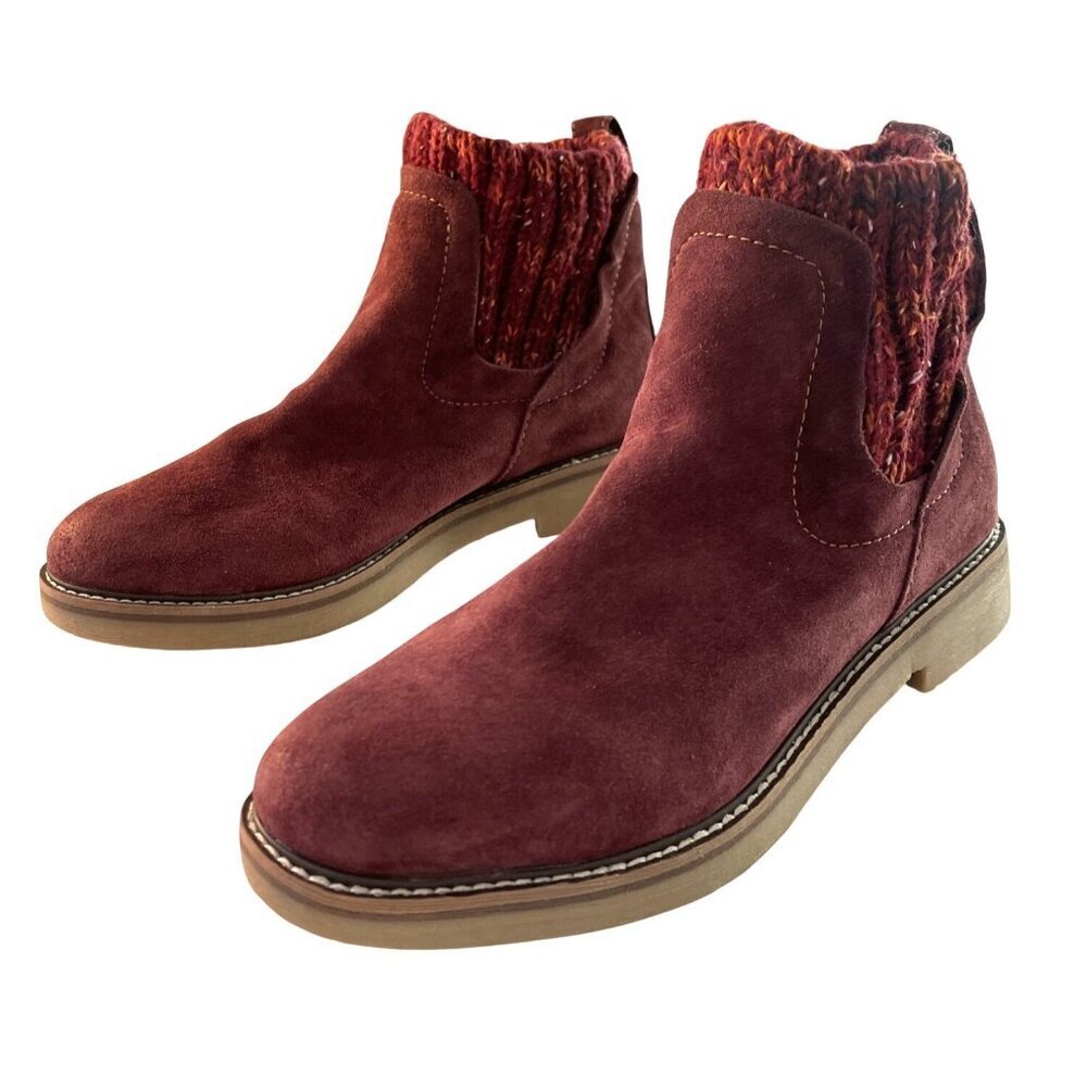 NEW Comfortiva Red Italian Suede Leather Sock Ankle Boots Size 9